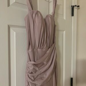 Purple Pink Ruched Asymmetrical Sheath Dress Sweetheart Neckline